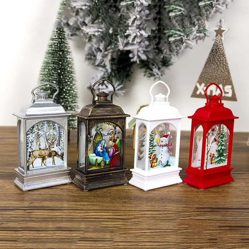New Year Ornament DIY Christmas Tree Decorations for Home Lantern Led Candle Tea light Candles Santa Deer Snowman Lamp FZ130 | Дом и сад