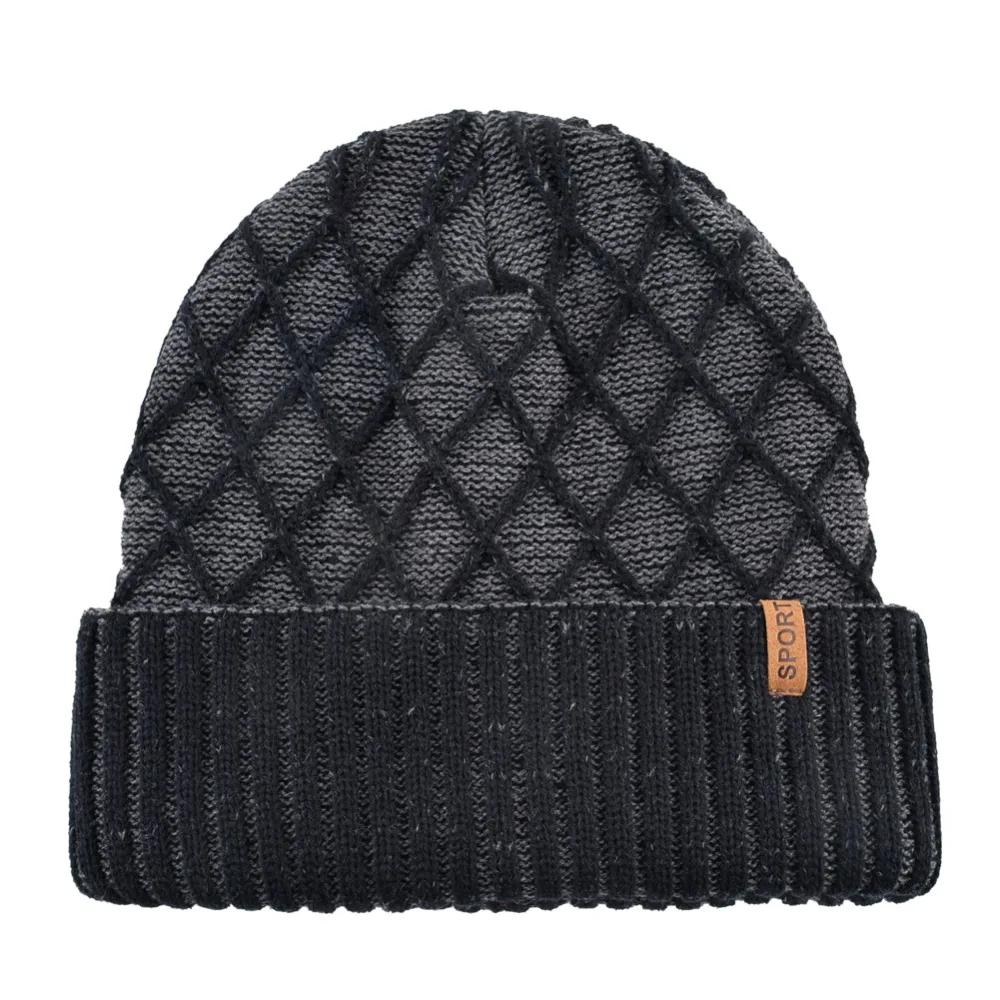 Winter Beanies Knitted plaid hat 