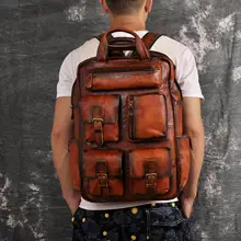 Оригинальная Кожаная модная дорожная школьная сумка для колледжа, дизайнерский большой мужской рюкзак, Студенческая сумка для ноутбука 1170-or