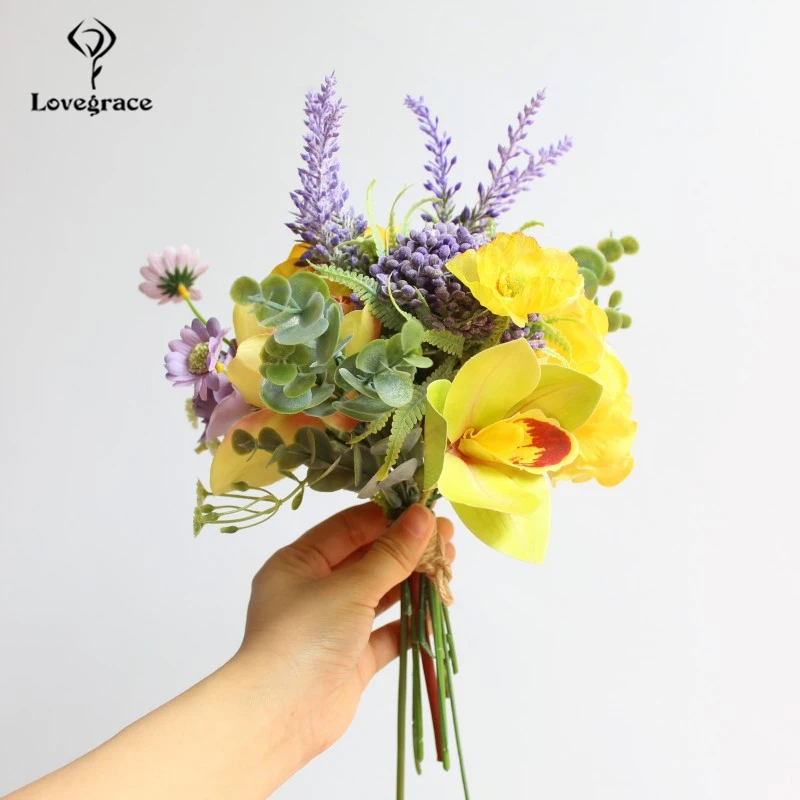Lovegrace Silk Roses Wedding Bouquet Wedding Flowers Bridal Bouquets Artificial Flower Bridesmaids Accessories Wedding Bouquets