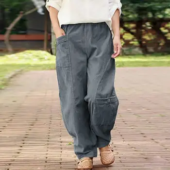 

2020 Fashion Women Solid Pants Long Trousers Plus Size Pants for Women Causal Cotton Pockets Bottoms Long Pantalones Streetwear