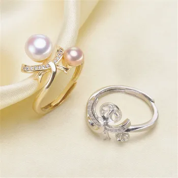

Beautiful Band Jewelry Promise Ring Hollow Leaves & Pearl Rings Accessories 925 Silver Fashion Jewelry CZ Crystal Accessories