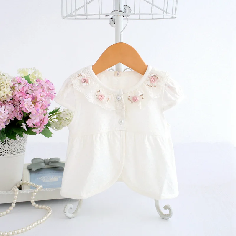 

Idea Fish Childrenswear Girls Spring And Summer-Korean-style Versatile Short Sleeve Cardigan Beads Small Rose Shawl 11672
