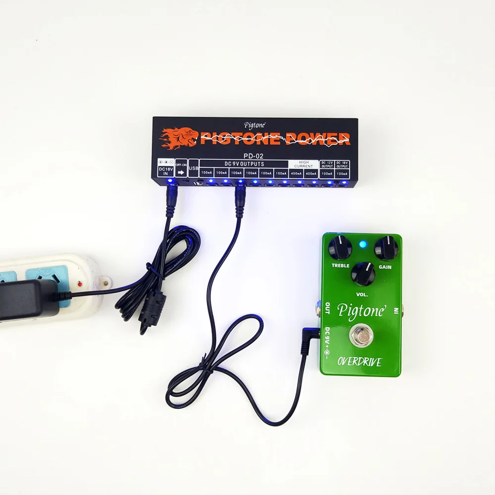 Gitaar Pedaal Voeding, 6 Geïsoleerde 15V DC Uitgang voor 9V Effect