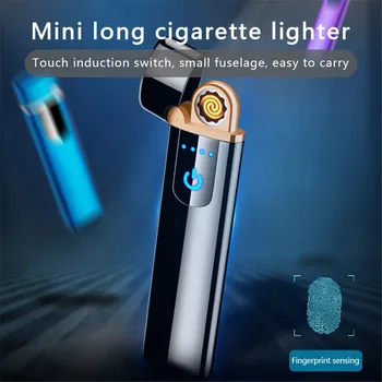 

Electronic Lighter USB Rechargeable Windproof Flameless Touch Induction Ultra Thin Cigarette Smart Double Side Tungsten Lighter