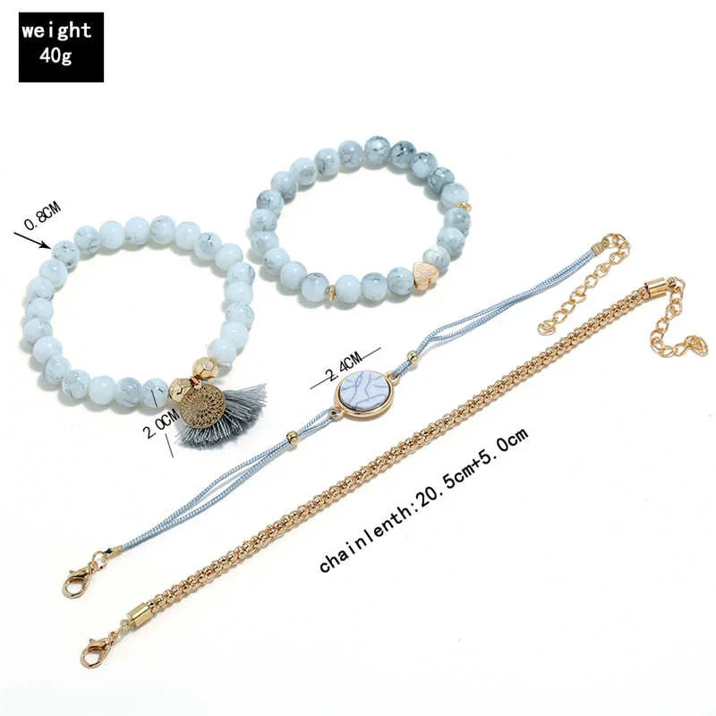 2021 Bohemian Bracelets & Bangles Set Vintage Bead Boho Charm Bracelet For Women Jewelry Accessories Pulseras Mujer Bijoux Femme