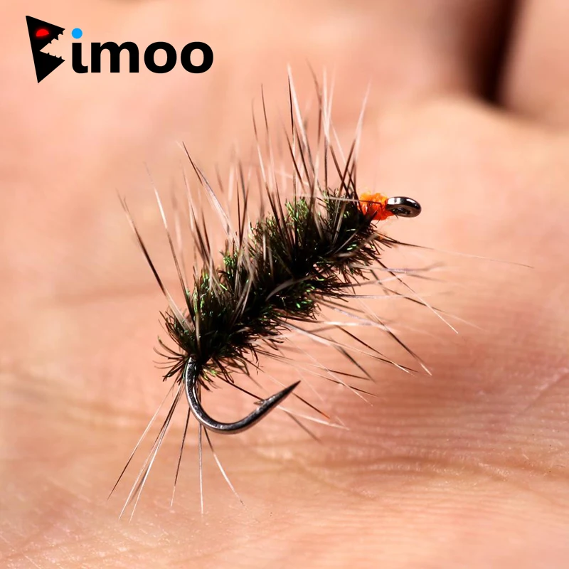 Bimoo 6 шт. форель муха Гриффит's Gnat речная сухая муха рыболовные крючки в виде мухи для ловли форели шестерни серый муха серый Палмер Размер 14 16 18 20