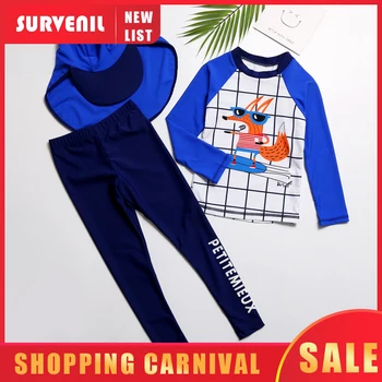 

UV 50+ Toddler Kids Swimwear Long Sleeves Rashguard + Pants + Cap 3pcs Set Children's Swimming Suit for Boys Bathing Costume