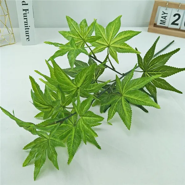 Зеленый 10P Fake Single Stem Meple Leaf(2 stems/piece) 30.71" Length Simulation Autumn Greenery for Home Decorative Artificial Plants - Цвет: Зеленый