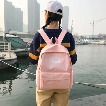 

Shoulder-Bag Backpacks Schoolbag Female Simple-Style Women Lock Zipper