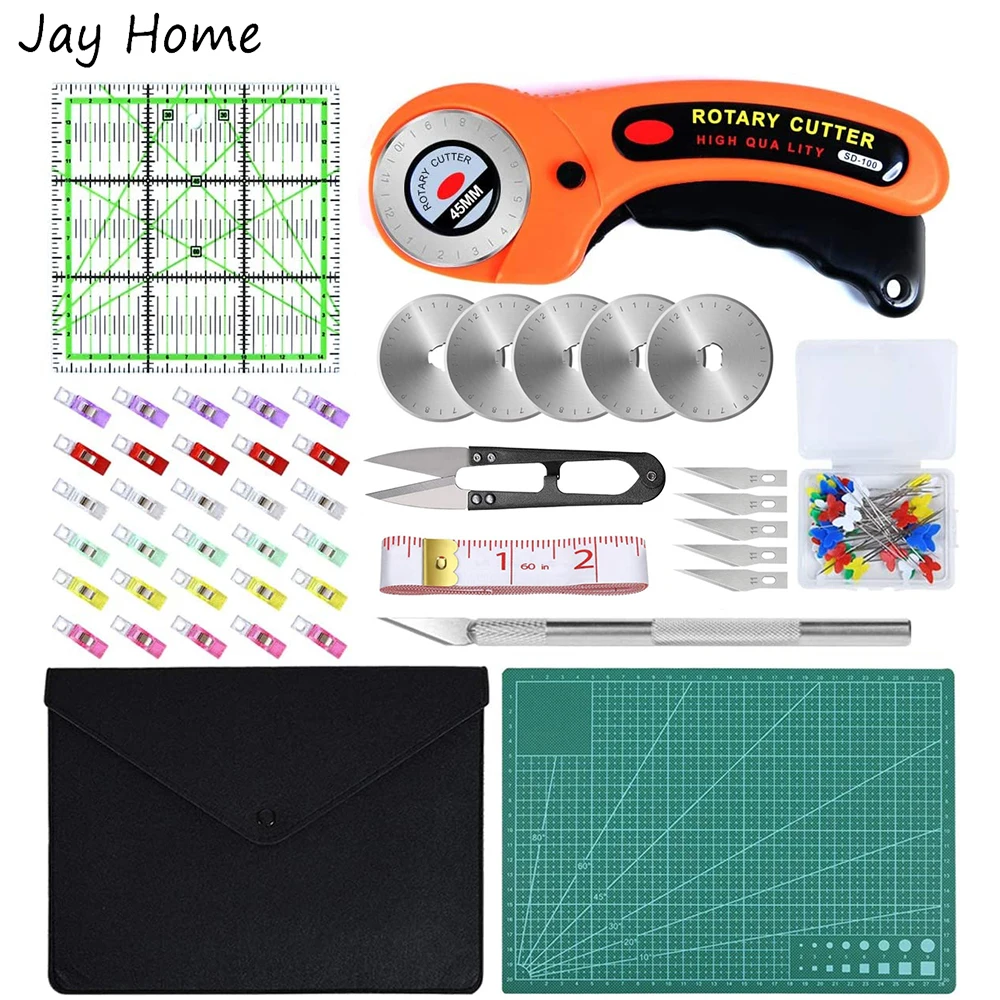 147Pcs Rotary Cutter Kit 45mm Fabric Cutter/Cutting Mat/Patchwork Ruler/Carving Knife/Sewing Straight Pins for Sewing Quilting | Дом и сад