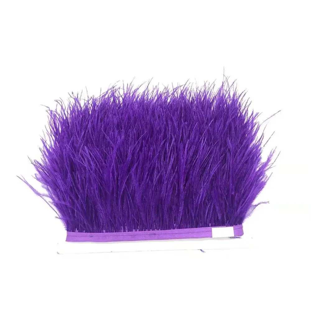 1 метр пушистые красивые страусиные перья Отделка Ткань боковая полоса 8-11 см в ширину подходит для юбки/платья/одежда Вечерние DIY craf - Цвет: Purple