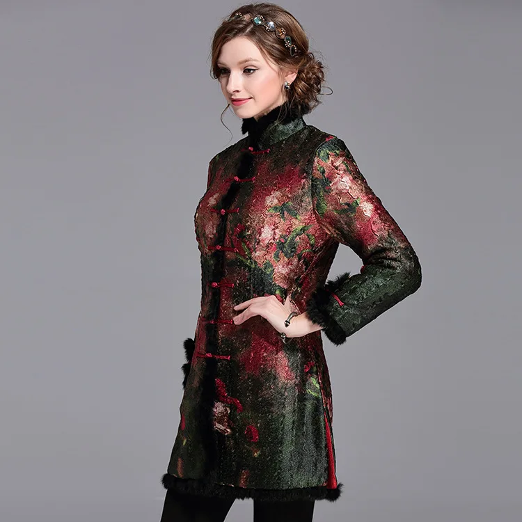 

Coat 2018 Winter New Style zhong guo kou Chinese Costume Pleated Middle-aged Women Dress Simple And Elegant Retro WOMEN'S Dress