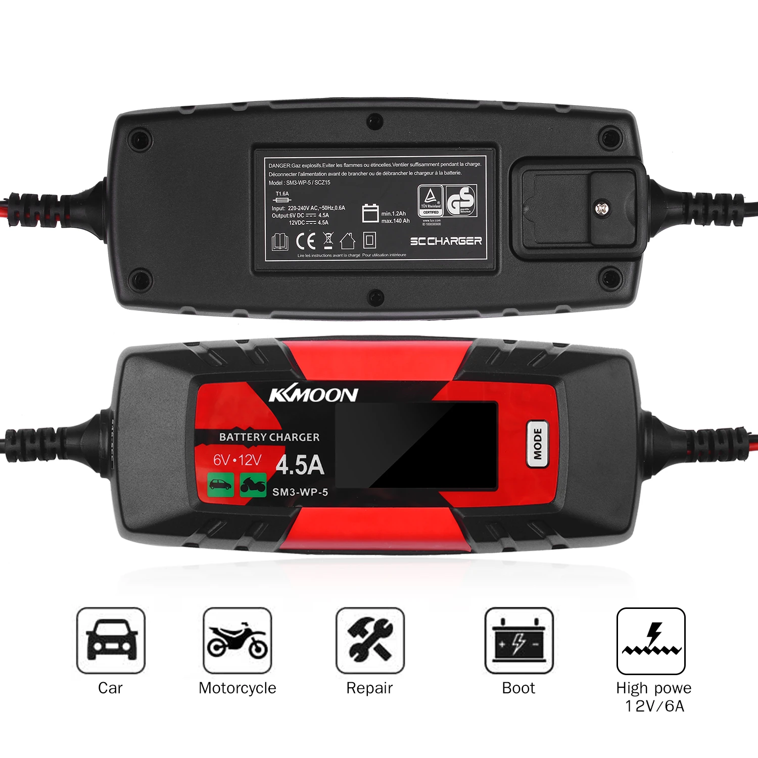 Cargador de batería de coche, mantenimiento de 4.5A, cargador de automático inteligente, cargador de reparación de pulso para motocicletas y de batería| - AliExpress