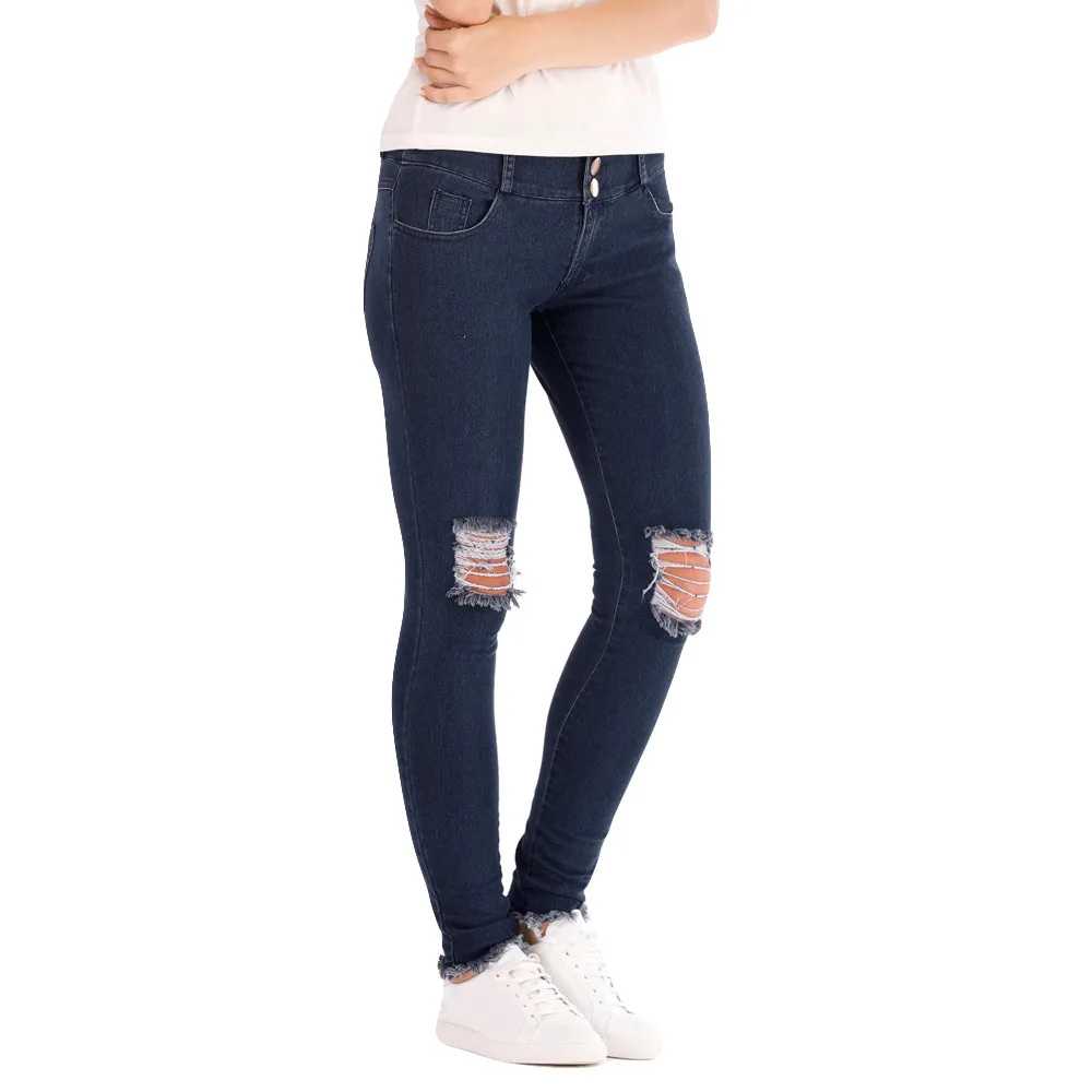 Женские джинсы с высокой талией 2019 NEWWomen с низкой посадкой Джинсы-скинни, с резинкой на отверстие узкие штаны, из телячьей кожи, Длина