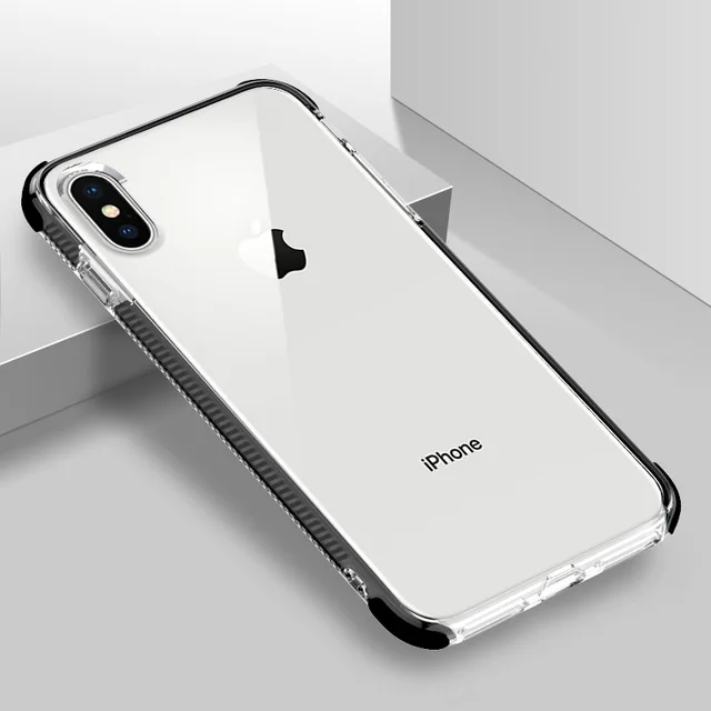 Двухслойный противоударный Прозрачный чехол для iphone 7, 8, 6, 6S Plus, Gasbag, полный корпус, мягкий чехол для iphone 11 Pro Max X XS, чехол для Max XR - Цвет: Black