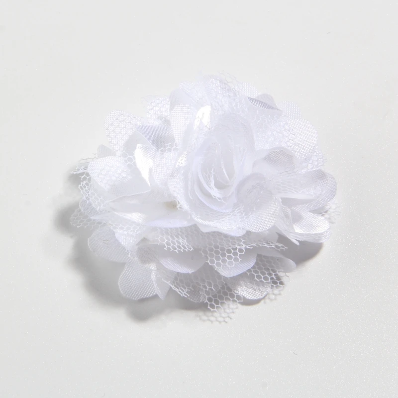 White 100 шт., 5 см, 2 дюйма, Модная шелковая ткань, цветы для волос, аксессуары для волос, розочки, атласная ткань для волос, цветок для девочек, детская одежда для головы - Цвет: White