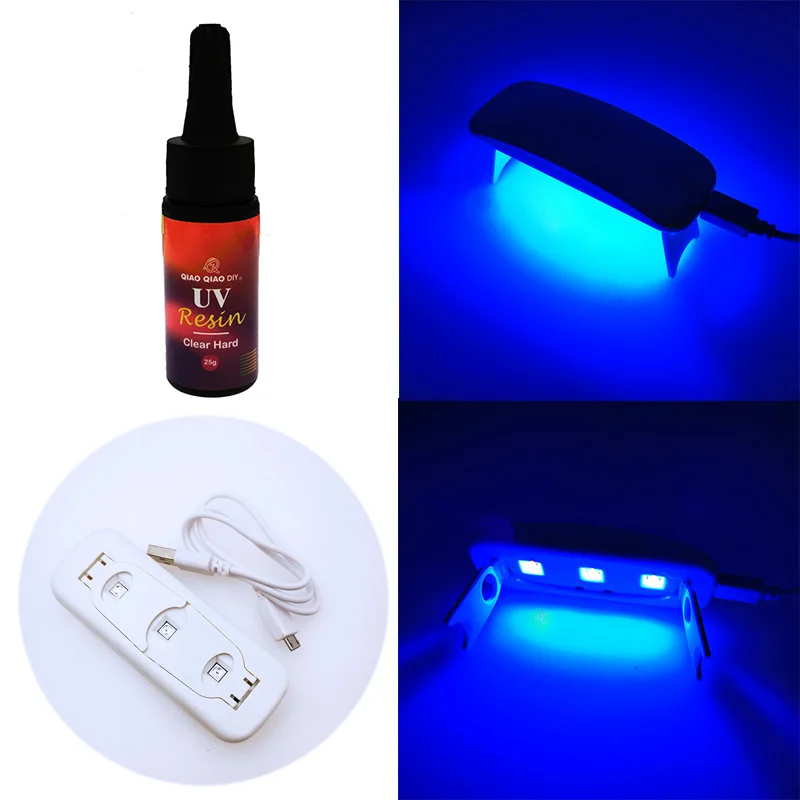 

QIAOQAIO DIY 25 g LED UV Resin & 3 W UV LED Lamp Dryer Kit Resin Mold Hard For Jewelry Making