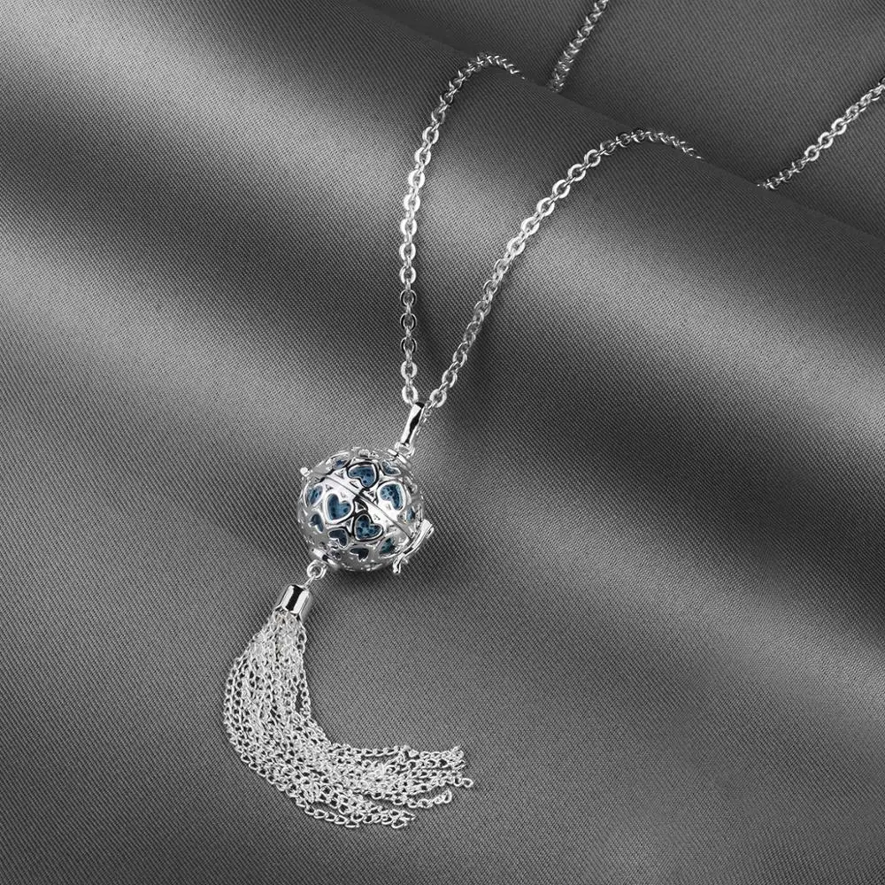 Eudora 20mm Aromatherapy Pendant Heart ball cage Essential Oil Diffuser Necklace Lava Stone Angel Caller Locket with tassel K169 5