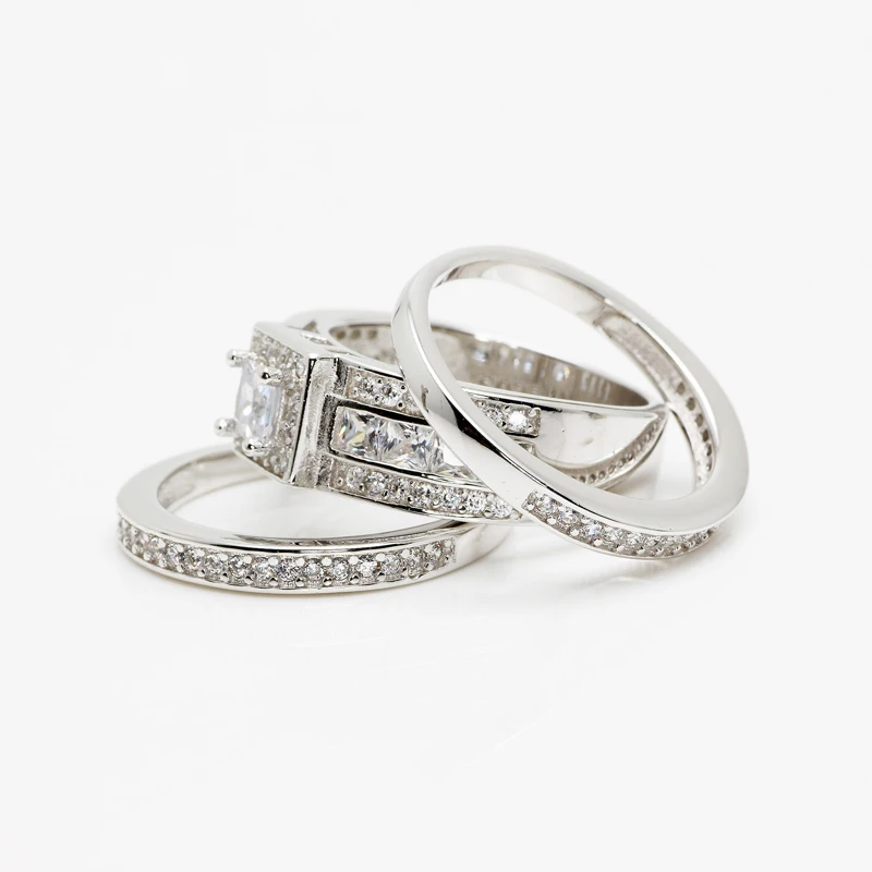 YANHUI 3 шт./компл. 925 пробы Серебряный кубический цирконий большие кольца «Неделька» комплекты для Для женщин модные оригинальные Серебряные ювелирные изделия R133