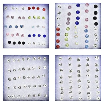 

1Set 4mm 5mm Round Clear Crystal Rhinestone Magnet Stud Earring Women Mens Magnetic Fake Ear Plug Earring Body Jewelry