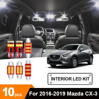 

10 x White Ice Blue No Error LED Car Interior Dome Map Reading Trunk Light Package Kit For Mazda CX-3 CX3 2016 2017 2018 2019