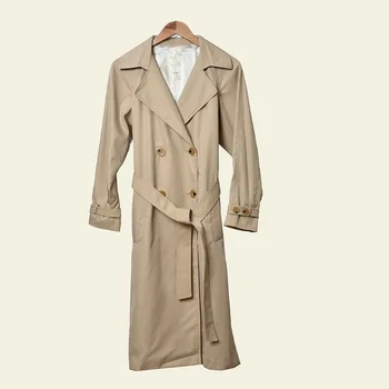 

2020 New Patchwork Plaid Women Midi Coat Ladies Long Sleeve Double-breasted Trench Female Outwear Jacket Top With Sashes
