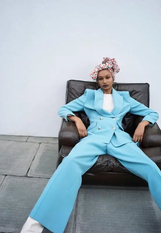 Double Breasted Suits For Women 2 Pcs Set Fall Office Wear Jacket Pants with Suit Ladies Trousers and Jacket Set Custom Made