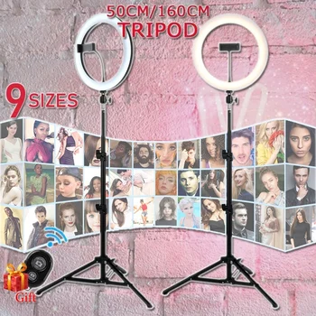 

16/26cm Photography Youtube LED Selfie Three-speed Cold Warm Stepless Lighting Dimmable LED Ring Light Phone Video Light Lamp