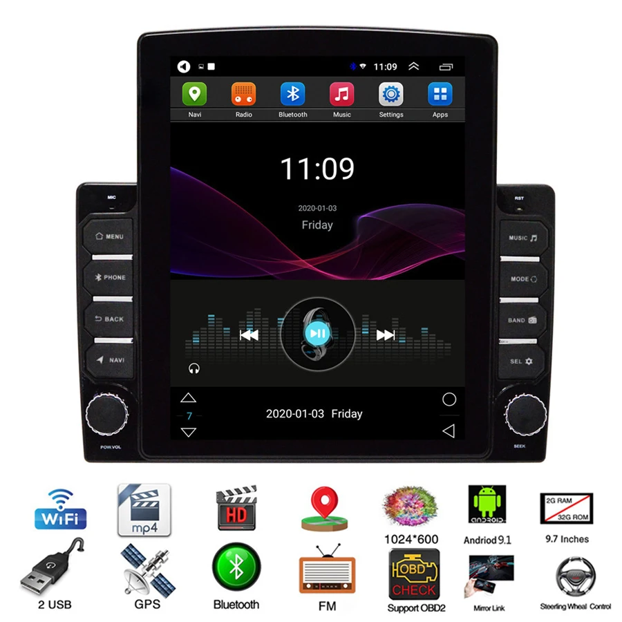 2DIN 10 1 &quotAndroid 9 автомобильный стерео радио GPS навигация вертикальный экран HD