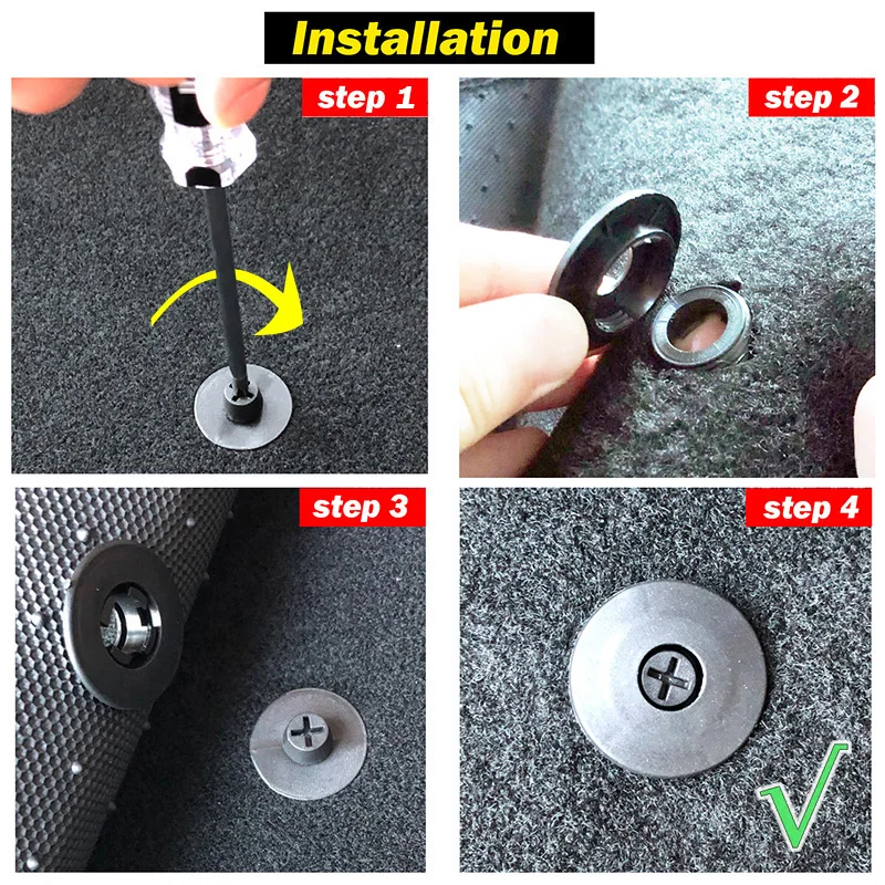 Lot De 10 Clips De Fixation Pour Tapis De Sol Voiture - Universels, Antidérapants, Gris - Installation Facile