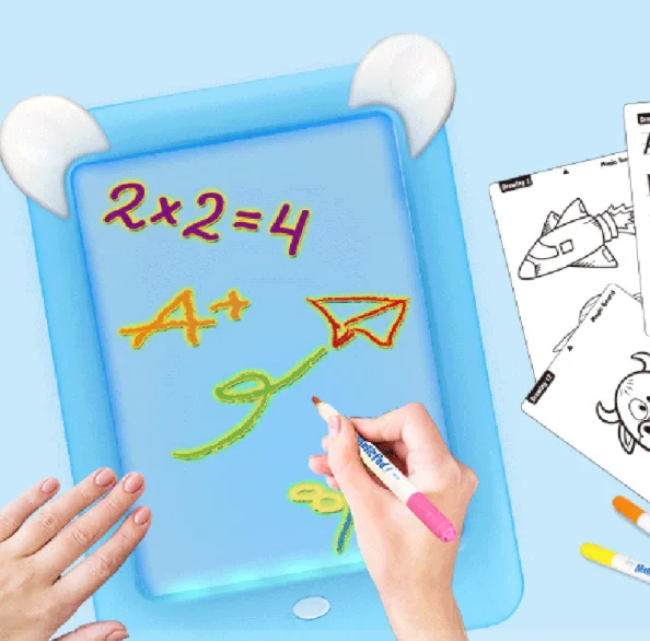 3D волшебный коврик детский игрушечный светодиодный светильник доска для рисования планшет Искусство ремесло - Цвет: Синий