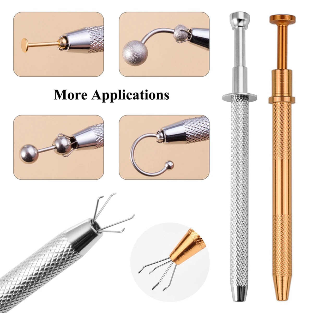 Holder Ball Bead Pick-up Tool Clamp Body Piercing Forceps 4 Claws