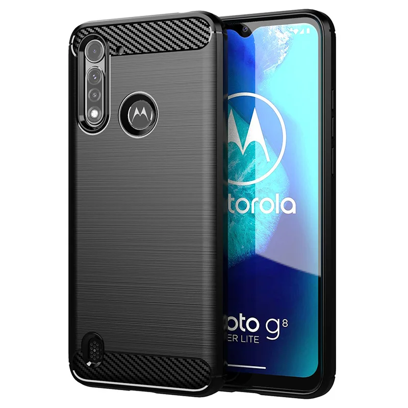 Для Moto G8 Power Lite чехол из углеродного волокна противоударный для телефона защитный