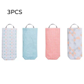 

3PCS Home Grocery Bag Holder Wall Mount Storage Dispenser Plastic Storage Bag Kitchen Organizer Hanging Garbage Bag