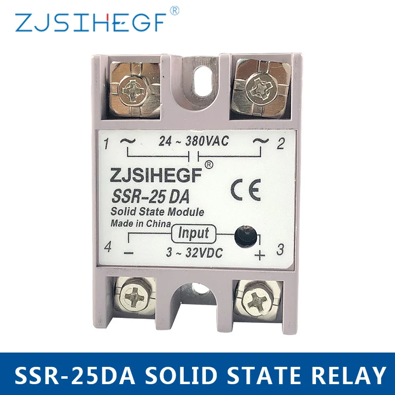 1 шт. SSR-25DA твердотельные реле 25А модуль 3-32 В DC вход 24-380 В AC SSR 25DA релейный преобразователь