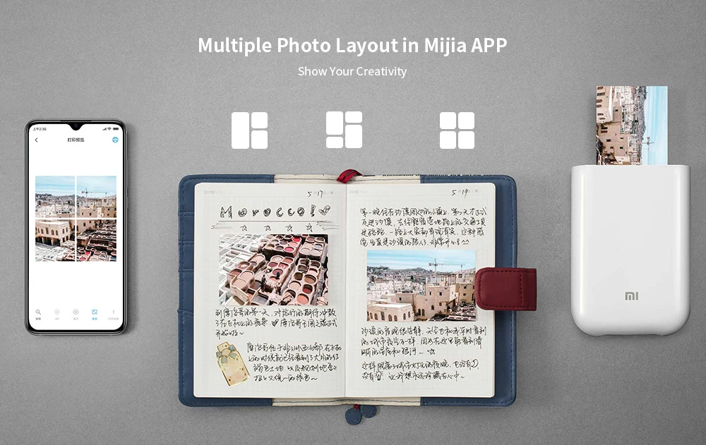 Xiaomi AR принтер 300 точек/дюйм Портативный мини-карман для ручки для бескраскового с принтом в стиле «сделай сам»; удельный вес 3 дюймов принтер работает с Mijia APP