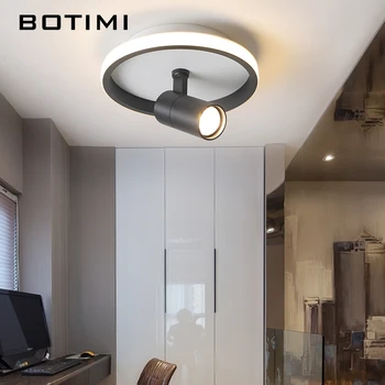 

BOTIMI Modern Adjustable BLACK Ceiling Lamp For Living Room Ceiling Mounted Round White Corridor LED Lighting Fixtures