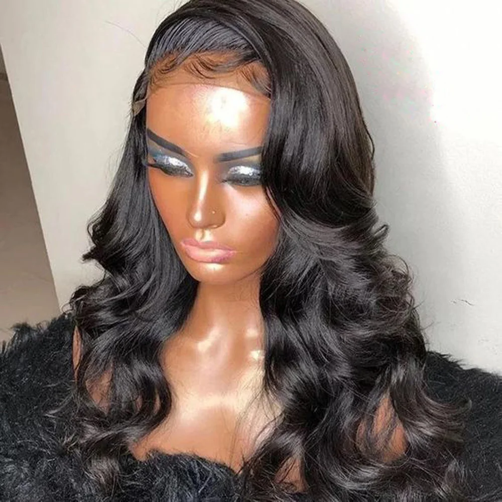 

26 Inch 13x4 Lace Front Wig Synthetic Body Wave Swiss Lace For Black Women Cosplay Glueless Heat Resistant Daily Wig Side Part