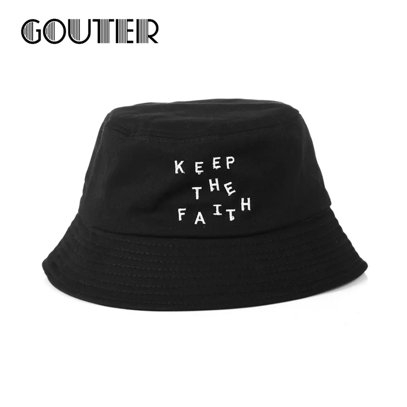 GOUTER модная черно белая шляпа с вышитыми буквами Keep The Faith дизайнерские рыболовные