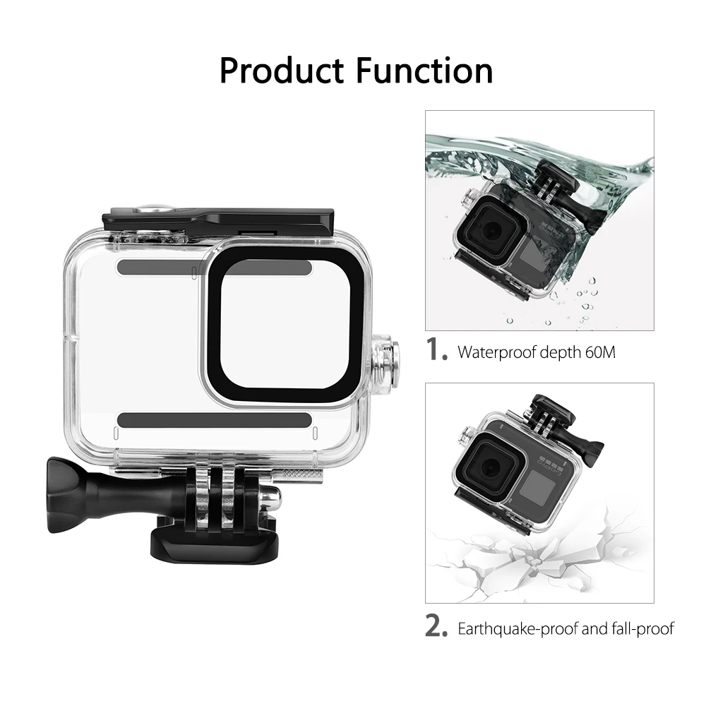 Черный водонепроницаемый корпус Vamson для Gopro Hero 8 закаленная пленка GoPro аксессуары
