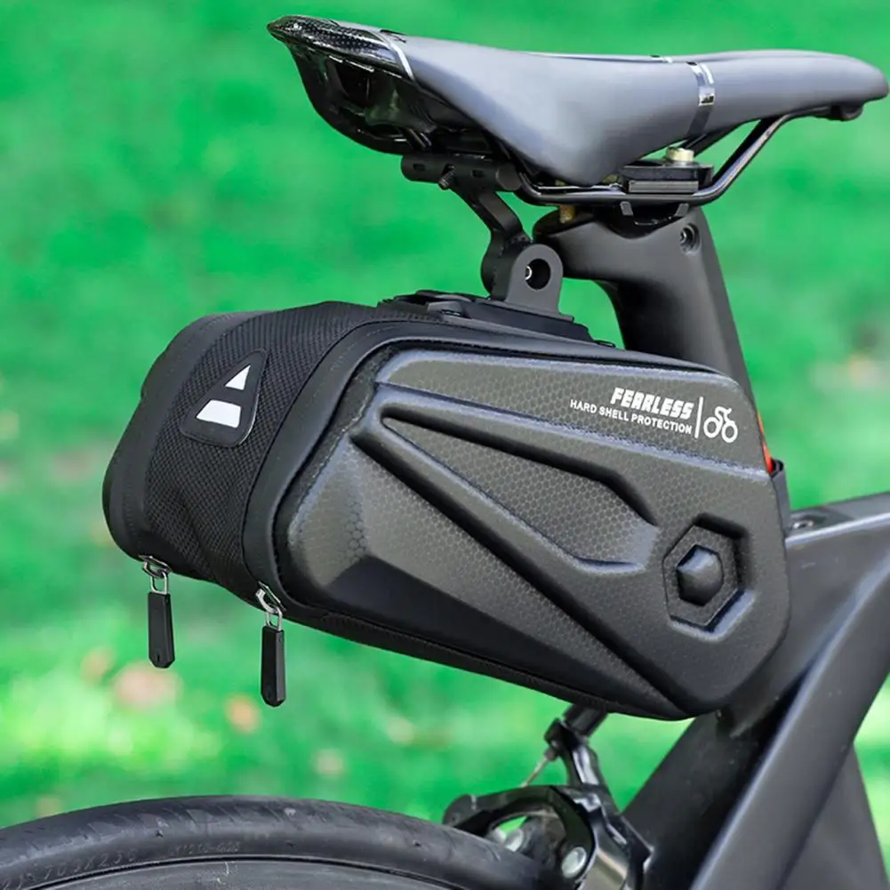 Bicycle Hard Saddlebag PU EVA 2.6L Large Capacity Reflective Saddle Bag Scratch-Proof Bike Cushion Tail for Outdoor | Спорт и