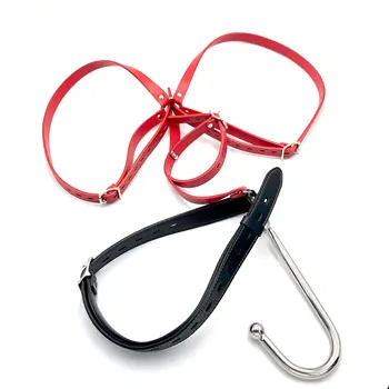 Adjustable PU Leather Handcuffs Chastity Belt With Stainless Steel Anal Hook Fetish BDSM Bondage Restraints Butt Plugs Sex Toys 3