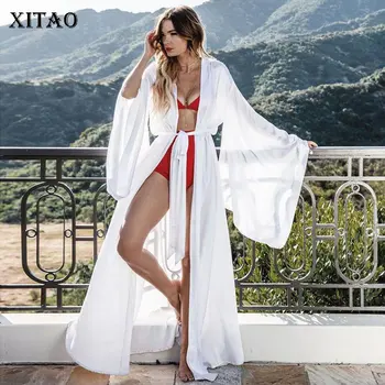 

XITAO Sexy Style Dress Plus Size Pleated Bandage 2020 Summer Autumn Black White Minority Elegant Casual Style Dress ZYQ4063