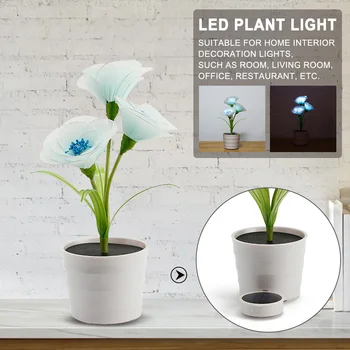 

LED Plant Light Orchid Shape Desktop Night Lamp Bonsai Indoor Living Room Luminous Potted Landscape Battery Powered Solar Energy