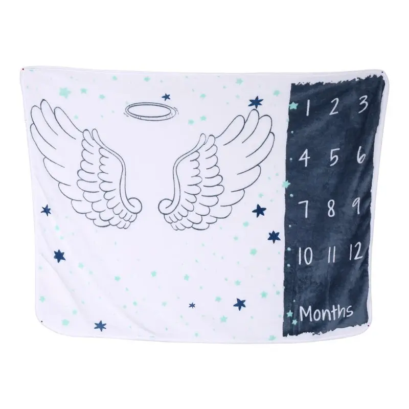 Baby Blanket Soft Flannel Photography Monthly Photo Newborn Children Wings Cartoon Angel Milestone Sleeping Bath Crawling | Мать и