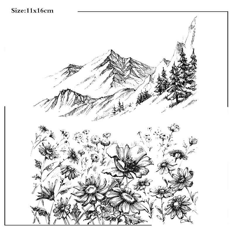 FlowersandMountainsClearStampsScrapbookingCraftsDecoratePhoto