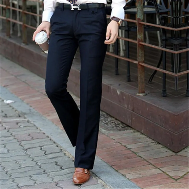 Men's Suit Pants Spring and Autumn New Men's Micro-horn trousers Slim feet trousers Korean Wide-leg Pants