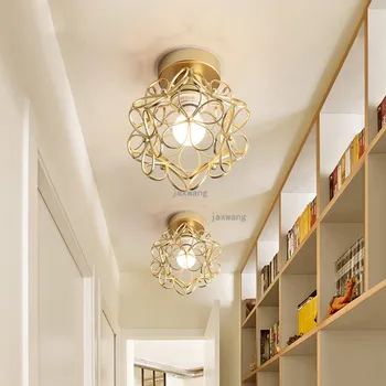 

Nordic LED Iron Ceiling Lights Modern Bedroom Golden Pattern Ceiling Light Bathroom Ceiling Lamps Kitchen Accessories