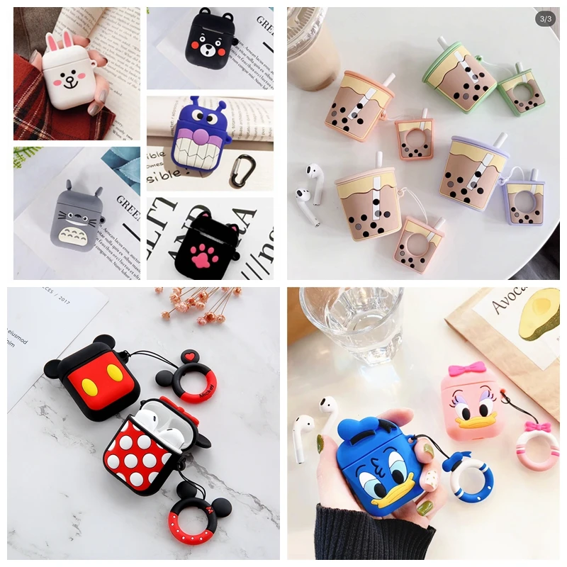 Чехол для наушников для Airpods 2 чехол силиконовый милый мультяшный мягкий чехол для наушников s для Apple Air pods Earpods чехол 3D аксессуары в виде мишки